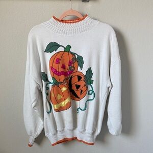 Vintage RARE White Halloween Pumpkin Sweater